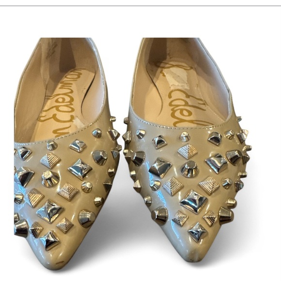 Sam Edelman Savannah Beige Studded Skimmer Pointed Toe Flats Size 7.5 - Picture 15 of 15